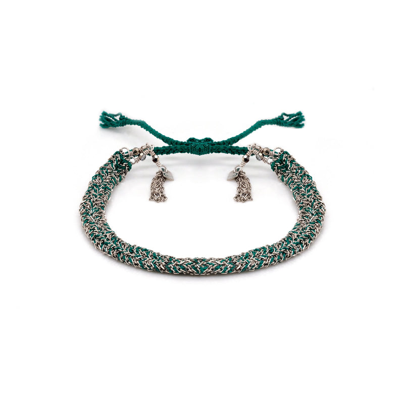 N° 183 BRAIDED BRACELET | SILVER GREEN