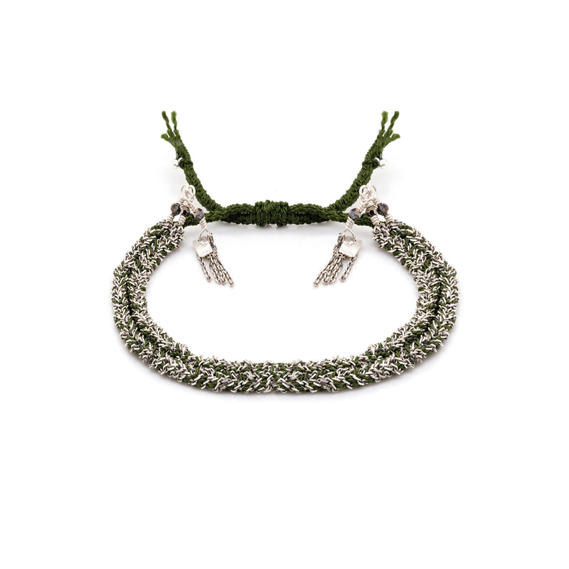 N° 183 BRAIDED BRACELET | SILVER KHAKI