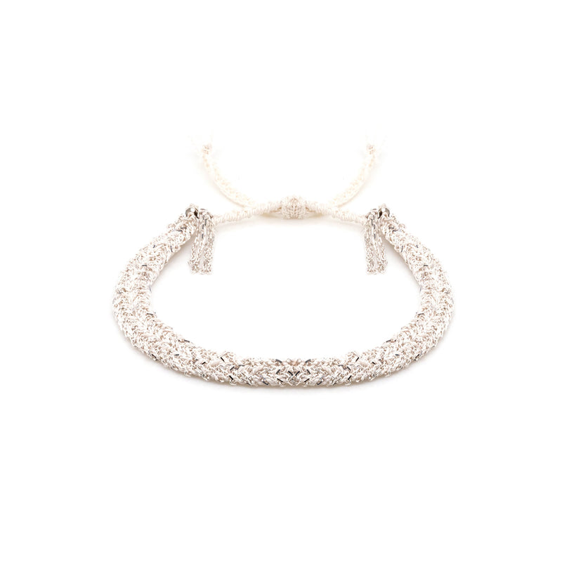 N° 183 BRAIDED BRACELET | WHITE SILVER WHITE